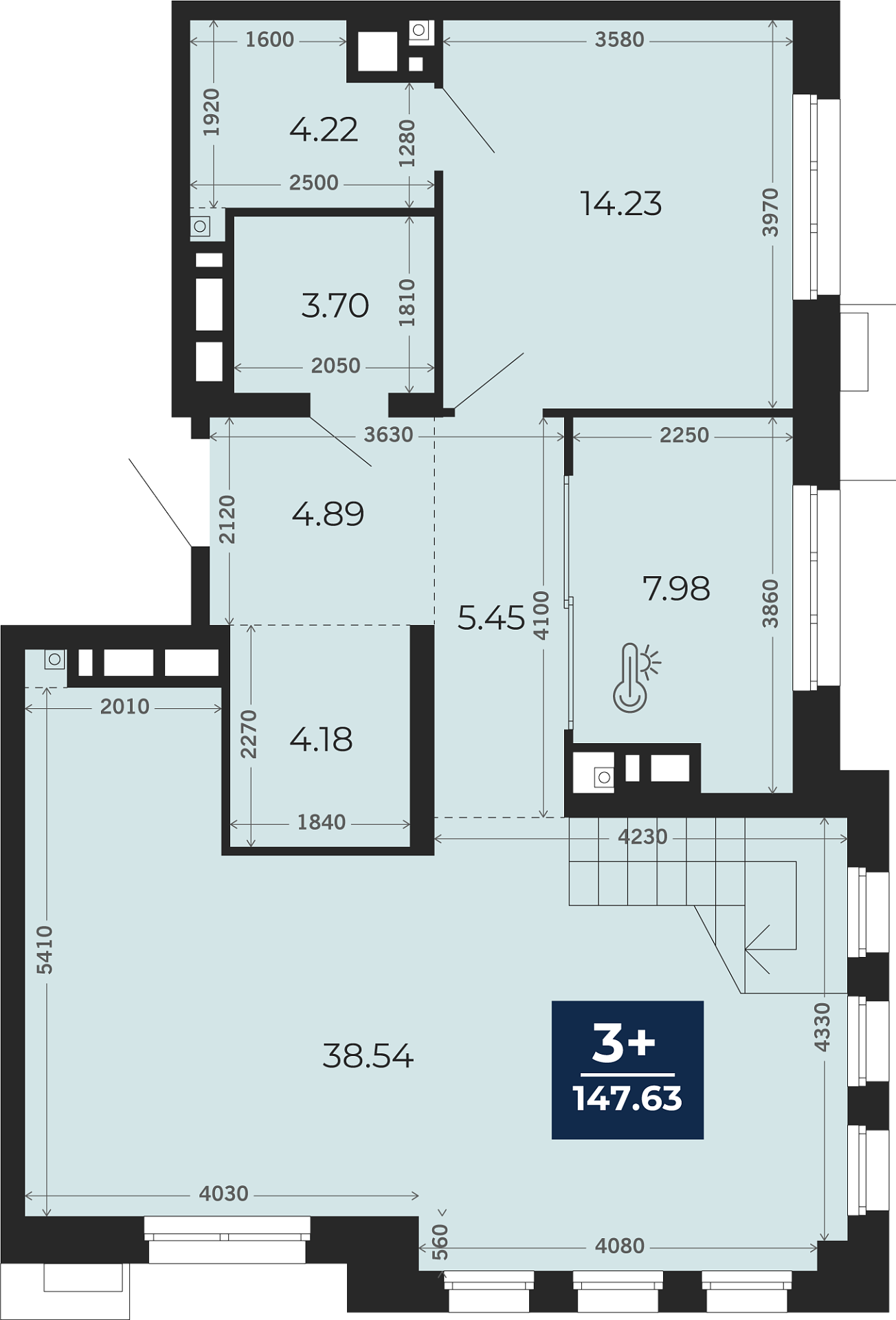 Квартира № 35, 4-комнатная, 147.63 кв. м, 8 этаж
